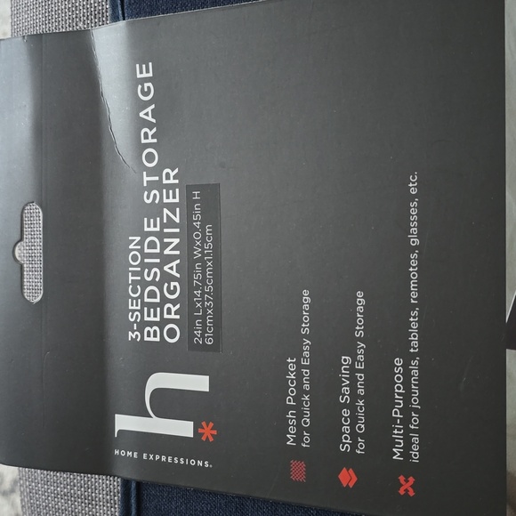 HOME EXPRESSIONS 3-Section Bedside Storage Organizer - Navy - Picture 3 of 7